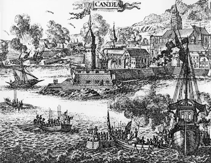 Framed Print : Siege of Candia, today Heraklion, on Crete by the Turks 1669, copper engraving Framed Print : Siege of Candia, today Heraklion, on Crete by the Turks 1669, copper engraving