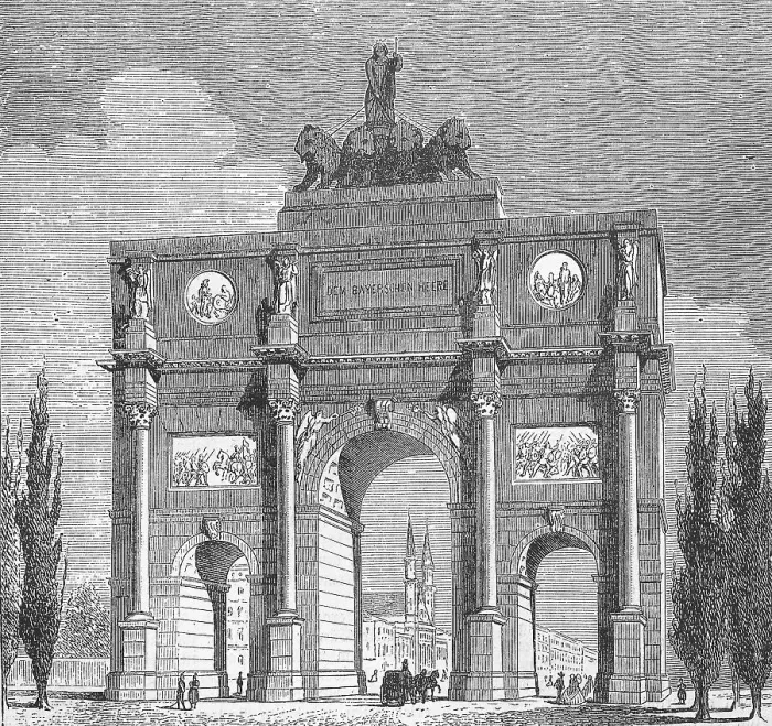 Framed Print : The Siegestor gate in Munich, c. 1876, Bavaria, Germany, historical, digital reproduction of an original 19th century painting, original date unknown, c. 1880