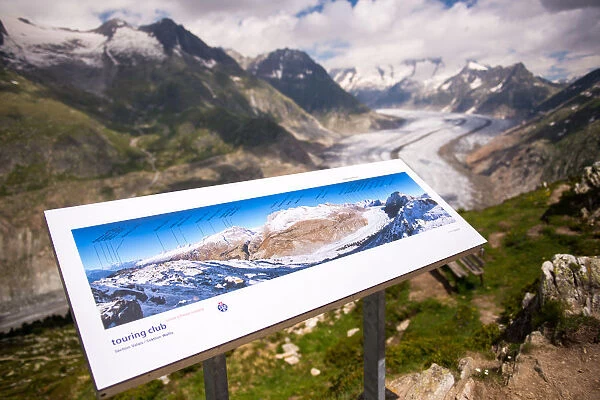 The sign of Aletsch Glacier, Switzerland