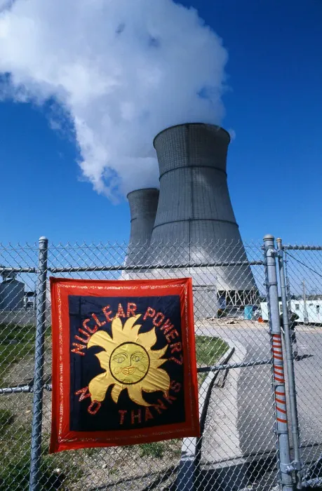 Framed Print : Sign on fence at nuclear power plant Framed Print : Sign on fence at nuclear power plant
