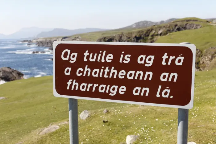 Framed Print : Sign with Irish lettering, Irish Gaelic lettering, Achill Island, County Mayo, Connacht province, Republic of Ireland, Europe Framed Print : Sign with Irish lettering, Irish Gaelic lettering, Achill Island, County Mayo, Connacht province, Republic of Ireland, Europe