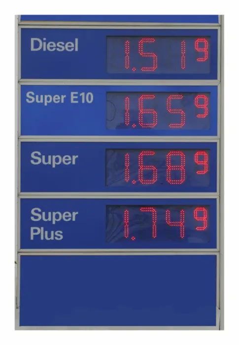 Framed Print : Sign with petrol prices at a petrol station, Germany, Europe Framed Print : Sign with petrol prices at a petrol station, Germany, Europe