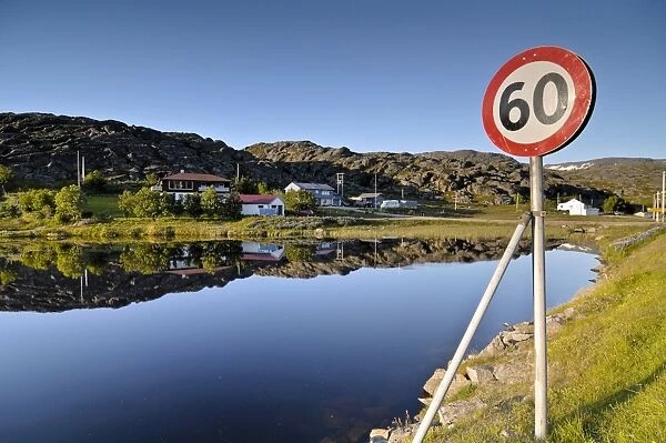 Sign, speed limit 60 km h, northern Norway, Scandinavia, Europe