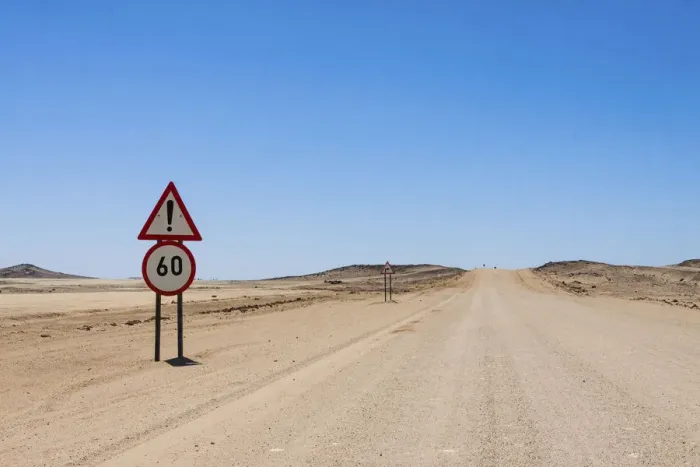 Framed Print : Sign, speed limit on a dirt road, Namibia Framed Print : Sign, speed limit on a dirt road, Namibia