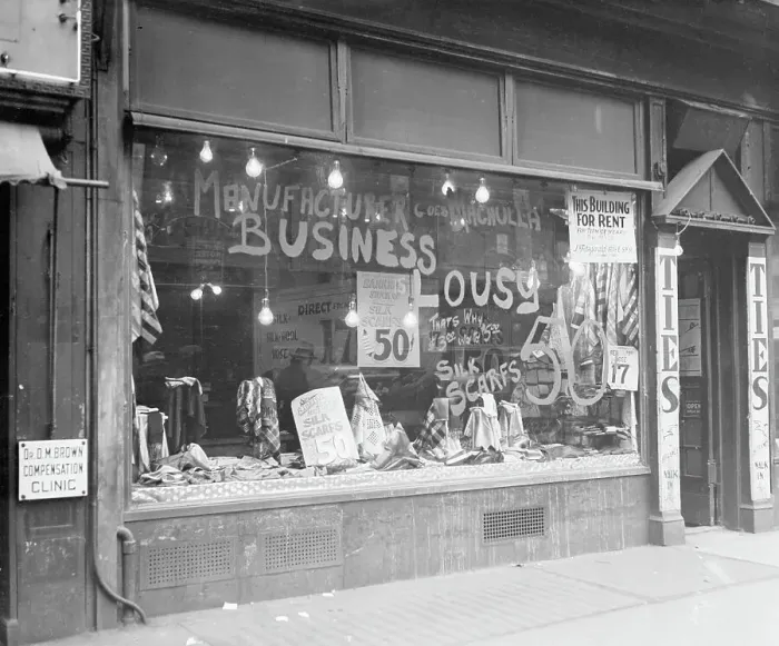 Framed Print : Sign in Tie Store, Business is Lousy