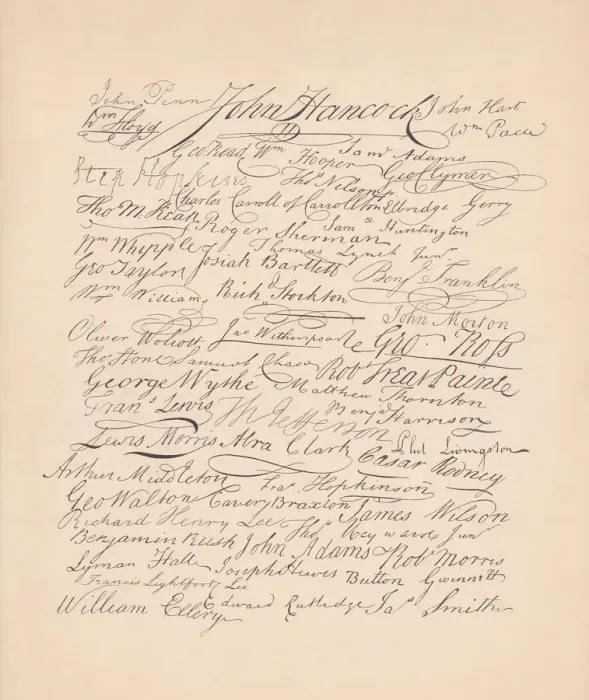 Framed Print : Signatures on the United States Declaration of Independence (1776), facsimile Framed Print : Signatures on the United States Declaration of Independence (1776), facsimile