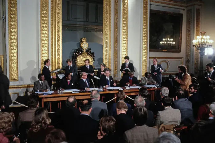 Framed Print : Signing Of Lancaster House Agreement Framed Print : Signing Of Lancaster House Agreement