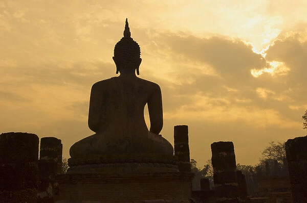 PHOTO COMPOSITION BUDDHA STATUE SUNSET SILHOUETTE POSTER PRINT BMP10215 