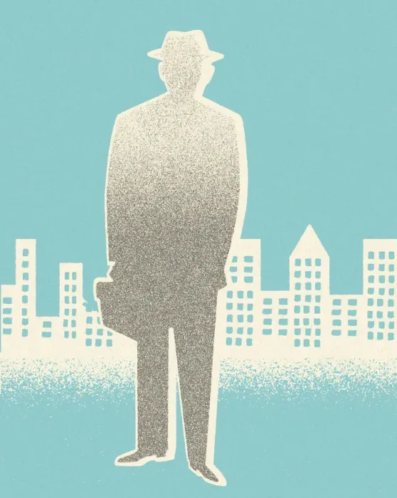 Framed Print : Silhouette of a Man in the City Framed Print : Silhouette of a Man in the City