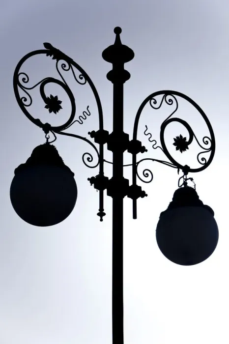Framed Print : Silhouette of a street lamp, Plaza San Antonio, Cadiz, Andalusia, Spain