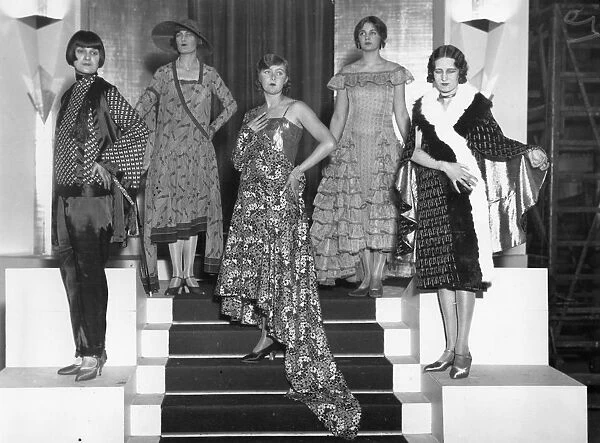 Silk Show. Models wearing outfits all made from artificial silk