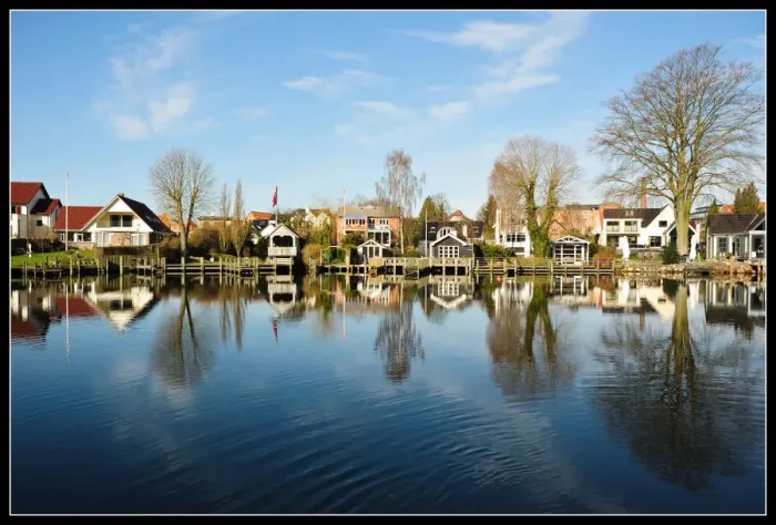 Framed Print : Silkeborg. Remstrup Aa - a small river flowing through Silkeborg captured in early spring