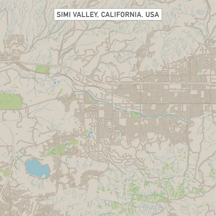 Framed Print : Simi Valley California US City Street Map Framed Print : Simi Valley California US City Street Map