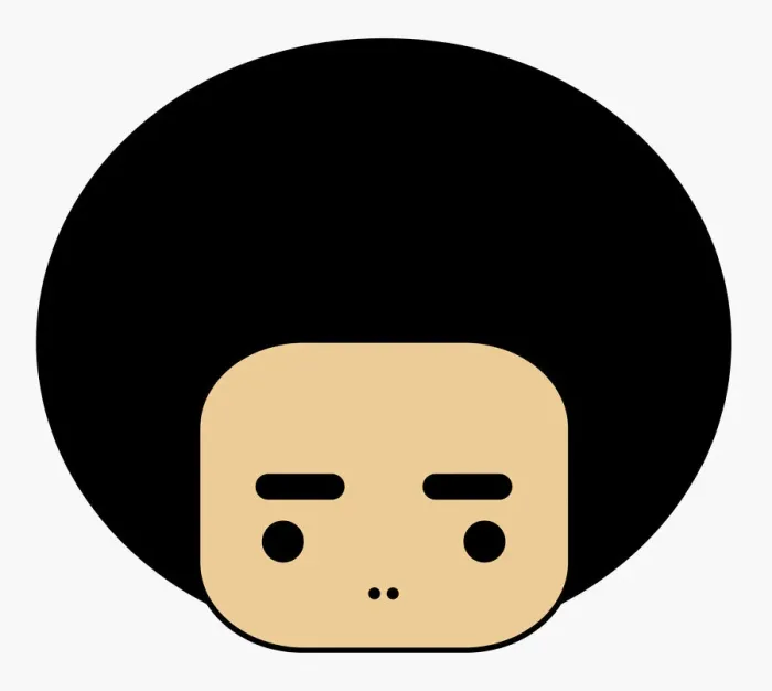 Framed Print : Simple illustration of person with Afro hair