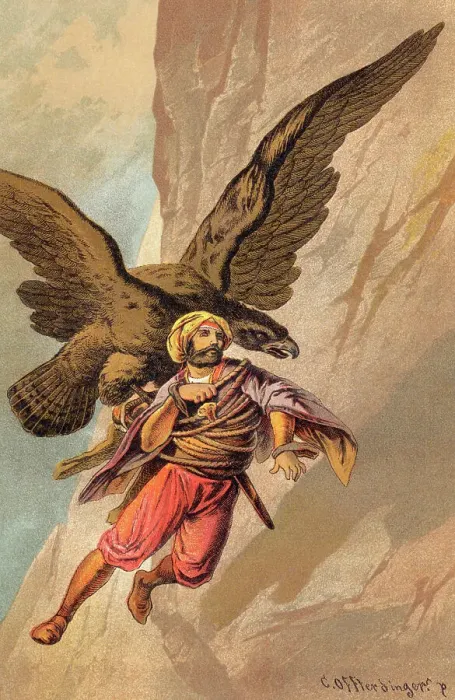 Framed Print : Sinbad Raised by an Eagle by Carl Offterdinger from The Arabian Nights Framed Print : Sinbad Raised by an Eagle by Carl Offterdinger from The Arabian Nights