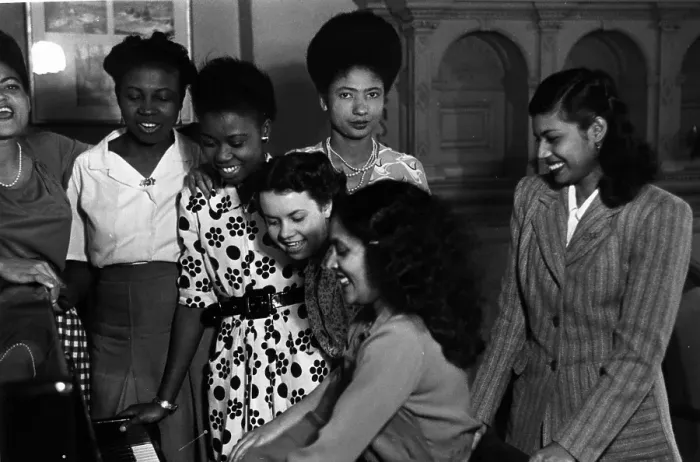 Framed Print : Sing-Song. 2nd July 1949: West Indian women singing around a piano Framed Print : Sing-Song. 2nd July 1949: West Indian women singing around a piano