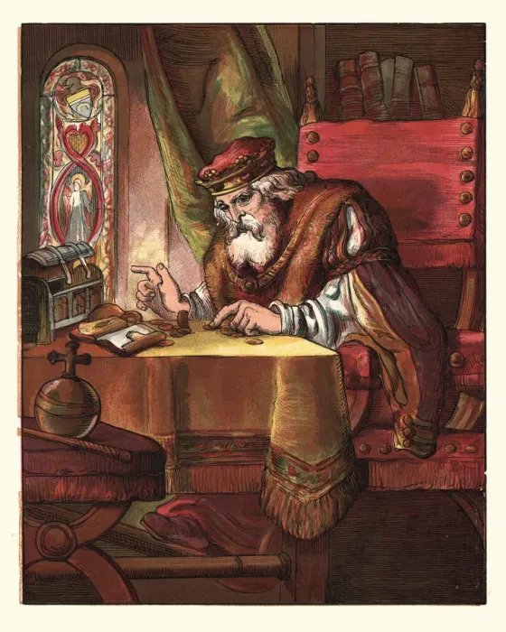 Framed Print : Sing a Song of Sixpence, king in his counting house Framed Print : Sing a Song of Sixpence, king in his counting house