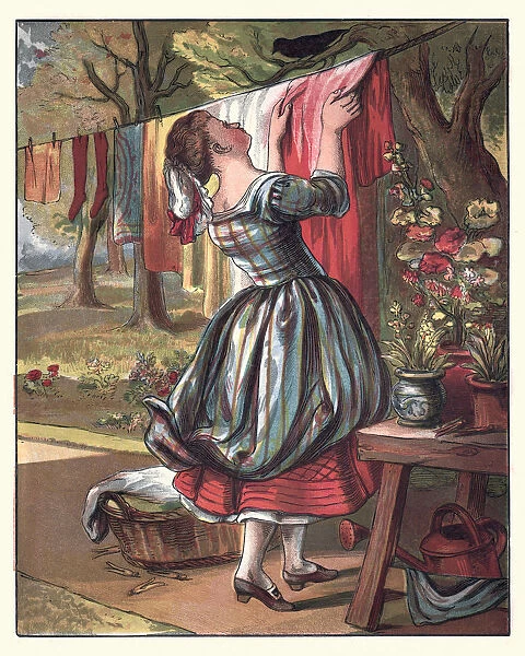 Sing a Song of Sixpence, Maid Hanging out the clothes
