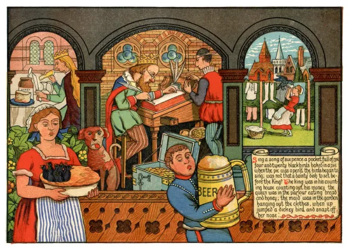 Framed Print : Sing a Song of Sixpence - Victorian nursery rhyme illustration