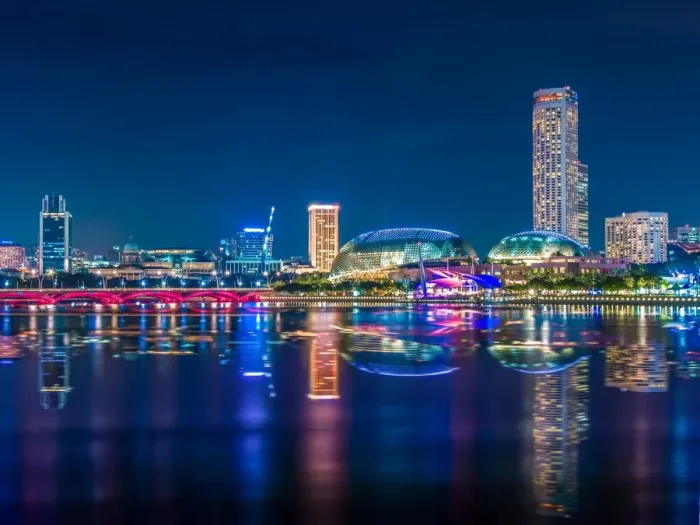 Framed Print : Singapore esplanade with reflection
