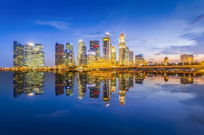 Framed Print : Singapore Reflection City at Night Framed Print : Singapore Reflection City at Night