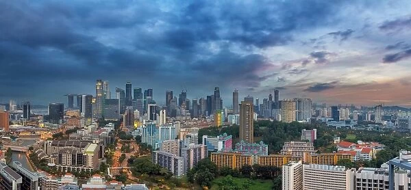 Singapore sklyine at Twilight Panorama
