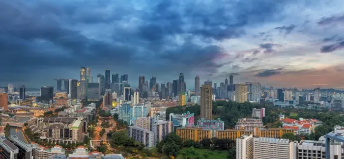 Framed Print : Singapore sklyine at Twilight Panorama Framed Print : Singapore sklyine at Twilight Panorama