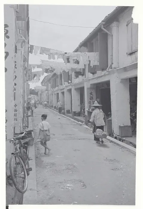 Framed Print : Singapore Street with Pedestrians