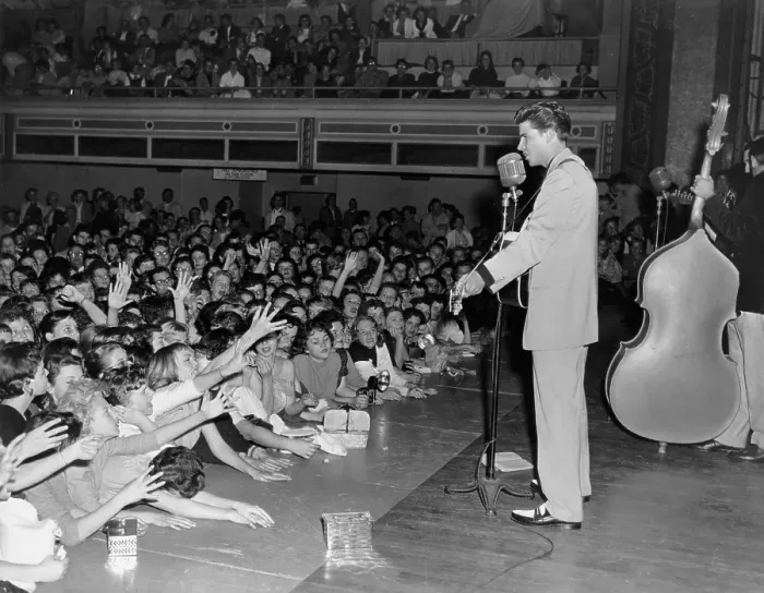 Framed Print : Singer and actor Ricky Nelson performs