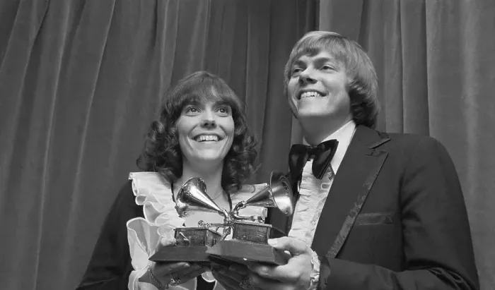 Framed Print : Singer Karen Carpenter and Her Brother Richard with Grammy Awards Framed Print : Singer Karen Carpenter and Her Brother Richard with Grammy Awards