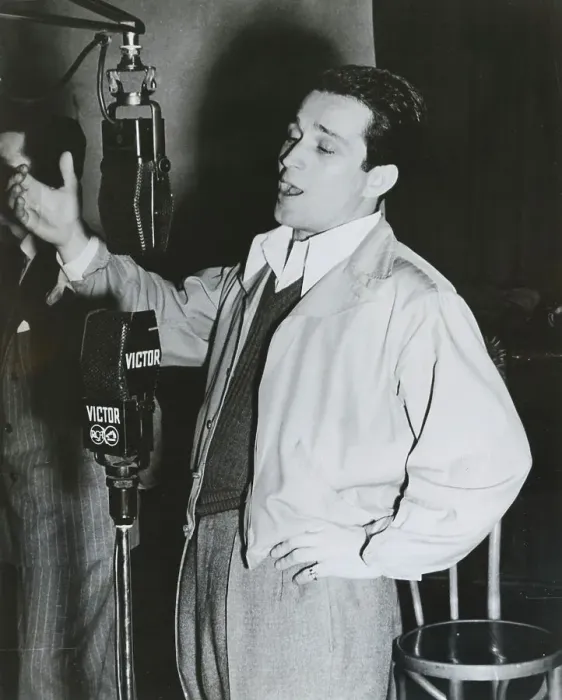 Framed Print : Singer Perry Como at the Microphones