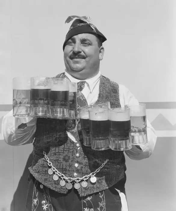 Framed Print : Singing Waiter Balancing Beer Framed Print : Singing Waiter Balancing Beer