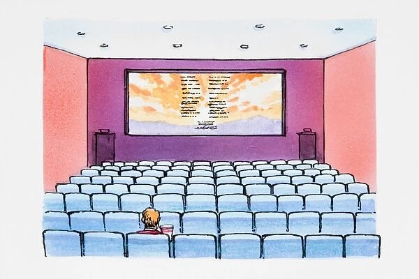 Single person in cinema watching credits