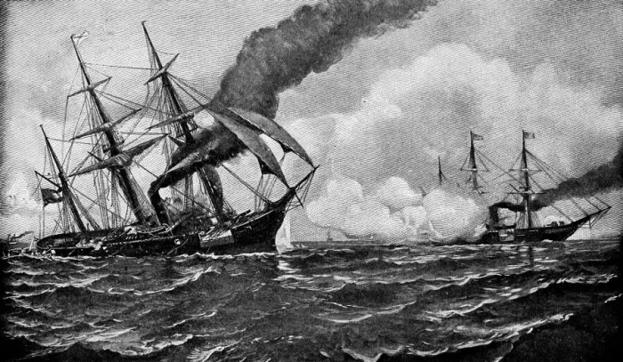Framed Print : Sinking of the Alabama by Julian O. Davidson - 19th Century Framed Print : Sinking of the Alabama by Julian O. Davidson - 19th Century