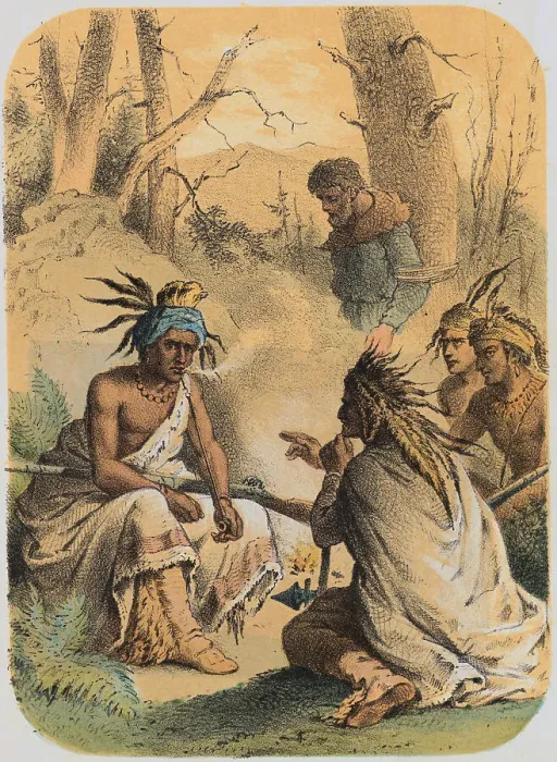 Framed Print : Sioux Indians Conversing with Prisoner Tied to Tree Framed Print : Sioux Indians Conversing with Prisoner Tied to Tree
