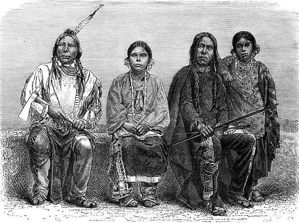 Sioux men and women (White Swan, Sioux chief)