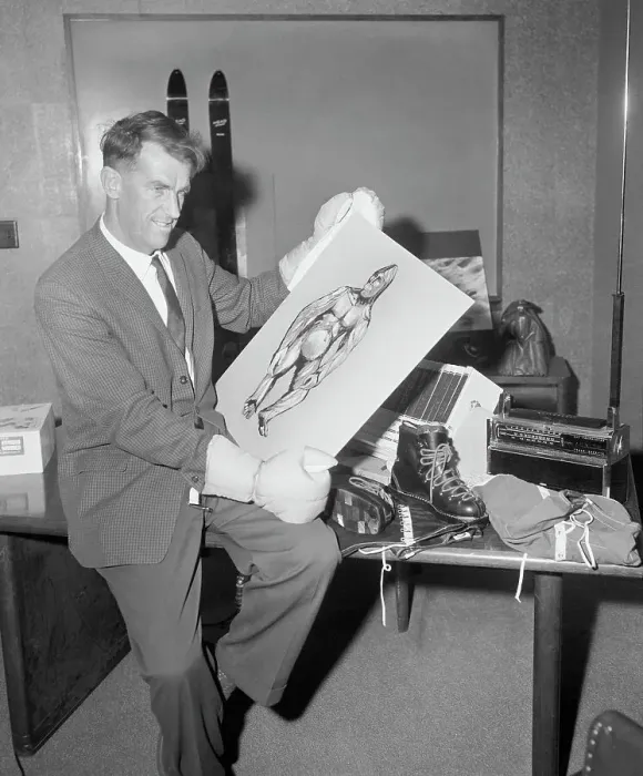 Framed Print : Sir Edmund Hillary Holding Drawing Framed Print : Sir Edmund Hillary Holding Drawing