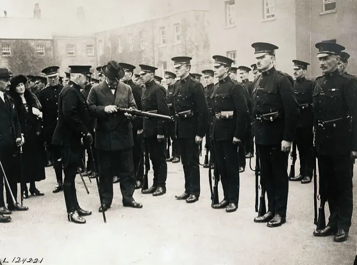 Framed Print : Sir Hamer Greenwood Inspecting Guns Framed Print : Sir Hamer Greenwood Inspecting Guns