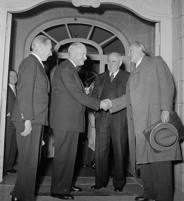 Framed Print : Sir Ivone Kirkpatrick Shaking Hands with Konrad Adenauer Framed Print : Sir Ivone Kirkpatrick Shaking Hands with Konrad Adenauer