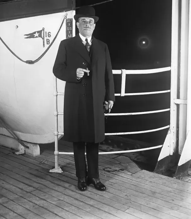 Framed Print : Sir Joseph Duveen Holding Cigar On Ship Framed Print : Sir Joseph Duveen Holding Cigar On Ship