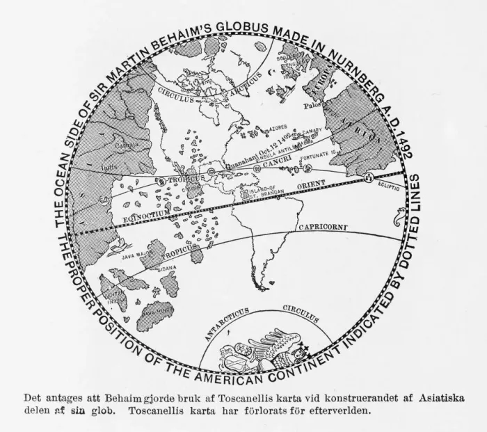 Framed Print : Sir Martin Behaimas Globe of the American Continent Engraving, 1492 Framed Print : Sir Martin Behaimas Globe of the American Continent Engraving, 1492