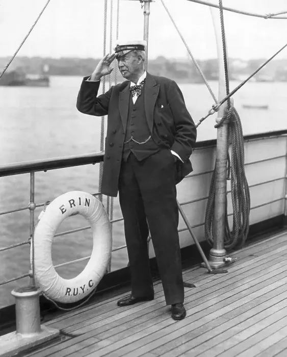 Framed Print : Sir Thomas Lipton Saluting On Deck Framed Print : Sir Thomas Lipton Saluting On Deck
