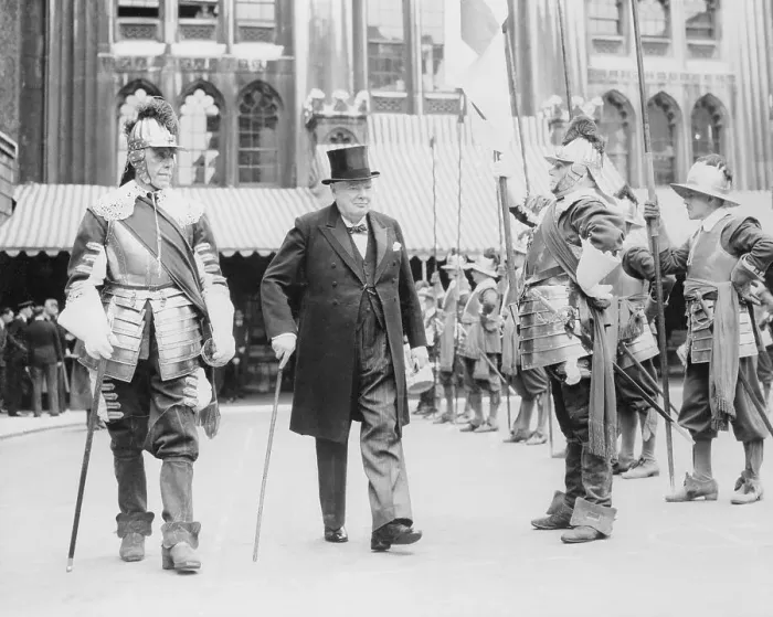 Framed Print : Sir Winston Churchill Inspecting Honor Guard