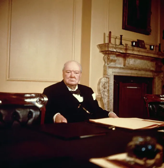 Framed Print : Sir Winston Churchill Sitting at Desk Framed Print : Sir Winston Churchill Sitting at Desk