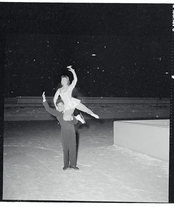 Framed Print : Sissy Schwarz and Kurt Oppelt Performing Skating Routine