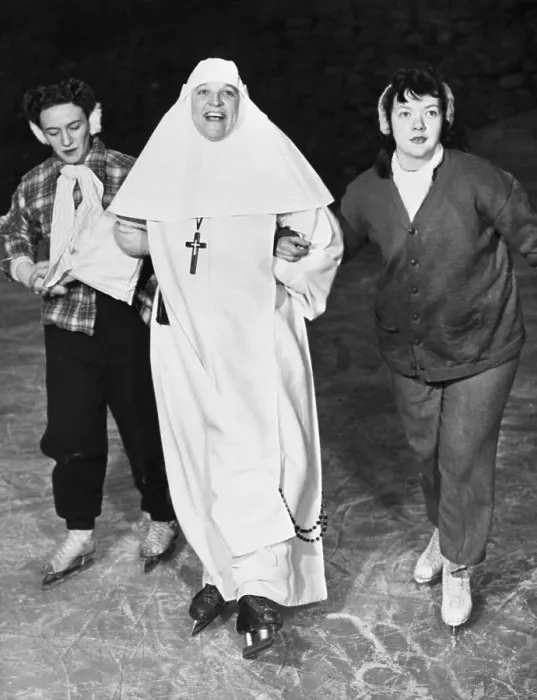 Framed Print : Sister Mary Joseph Graduate Nurse has Fun on Skates Framed Print : Sister Mary Joseph Graduate Nurse has Fun on Skates