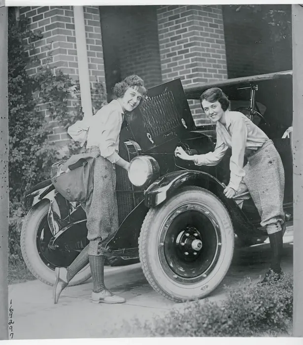 Framed Print : Sisters Preparing Car for Cross Country Trip Framed Print : Sisters Preparing Car for Cross Country Trip