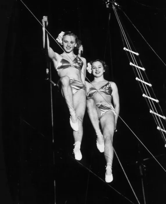 Framed Print : Sisters Trapeze Act