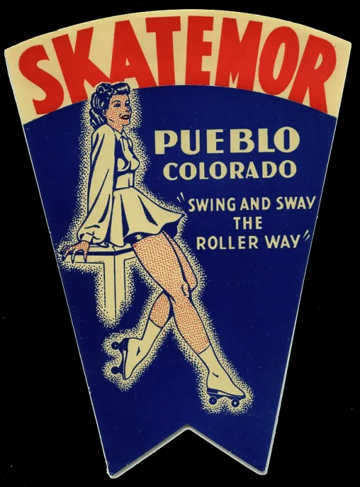 Framed Print : Skatemor. USA - A decal for a roller skating rink in Pueblo