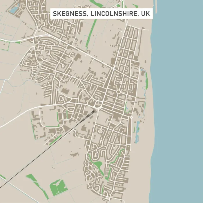 Framed Print : Skegness Lincolnshire UK City Street Map Framed Print : Skegness Lincolnshire UK City Street Map